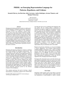 PHERL: an Emerging Representation Language for Patterns, Hypotheses, and Evidence Michael Wolverton