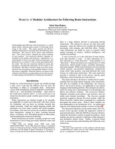 M : A Modular Architecture for Following Route Instructions ARCO Matt MacMahon