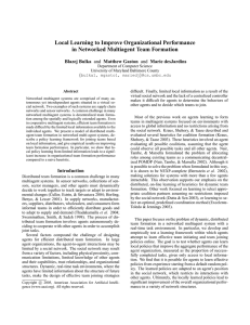 Local Learning to Improve Organizational Performance in Networked Multiagent Team Formation