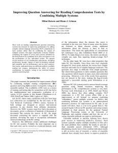 Improving Question Answering for Reading Comprehension Tests by Combining Multiple Systems