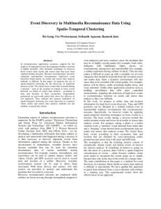 Event Discovery in Multimedia Reconnaissance Data Using Spatio-Temporal Clustering