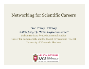 Networking for Scientific Careers  Prof. Tracey Holloway