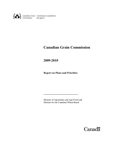 Canadian Grain Commission 2009-2010 Report on Plans and Priorities