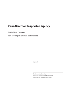 Canadian Food Inspection Agency 2009–2010 Estimates