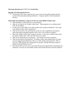 Discussion Questions for 17.317, U.S. Social Policy  Part III: The Policymaking-Process