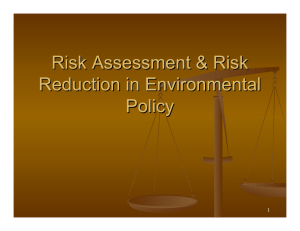 Risk Assessment &amp; Risk Reduction in Environmental Policy 1