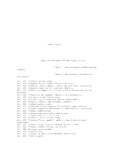 CLEAN AIR ACT TABLE OF CONTENTS FOR THE CLEAN AIR ACT
