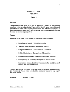 17.405 – 17.406 Fall 2003 Paper 1