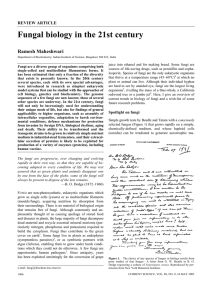 Fungal biology in the 21st century  Ramesh Maheshwari REVIEW ARTICLE