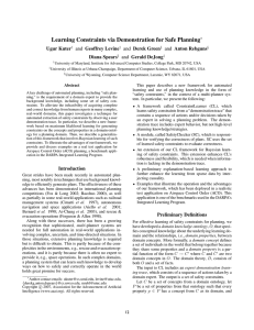 Learning Constraints via Demonstration for Safe Planning Ugur Kuter and Geoffrey Levine