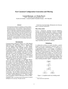 Fast Canonical Configuration Generation and Filtering Laurent Henocque and Nicolas Prcovic