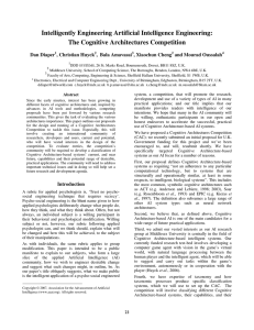 Intelligently Engineering Artificial Intelligence Engineering: The Cognitive Architectures Competition