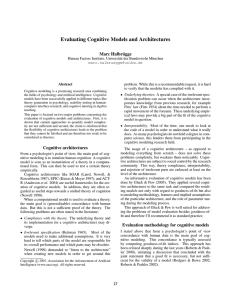 Evaluating Cognitive Models and Architectures Marc Halbr ¨ugge