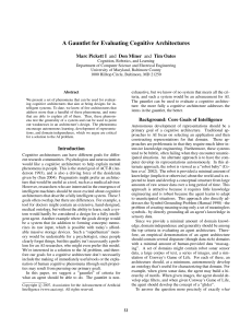 A Gauntlet for Evaluating Cognitive Architectures Marc Pickett I