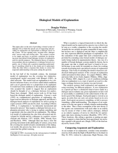 Dialogical Models of Explanation Douglas Walton