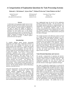 A Categorization of Explanation Questions for Task Processing Systems