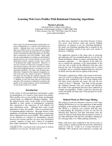 Learning Web Users Profiles With Relational Clustering Algorithms Nicolas Labroche