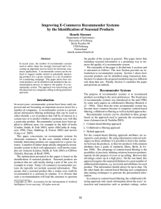 Improving E-Commerce Recommender Systems by the Identification of Seasonal Products Henrik Stormer