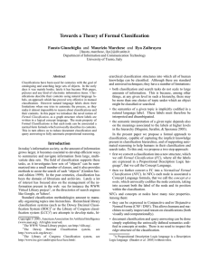 Towards a Theory of Formal Classification Fausto Giunchiglia