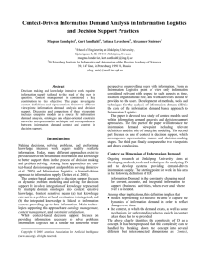 Context-Driven Information Demand Analysis in Information Logistics and Decision Support Practices