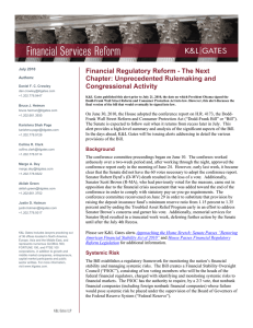 Financial Regulatory Reform - The Next Chapter: Unprecedented Rulemaking and Congressional Activity