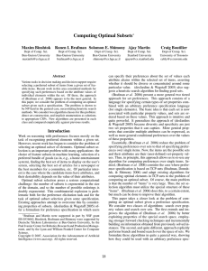 Computing Optimal Subsets Maxim Binshtok Ronen I. Brafman Solomon E. Shimony
