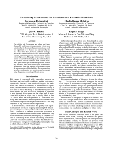 Traceability Mechanisms for Bioinformatics Scientific Workflows Luciano A. Digiampietri Claudia Bauzer Medeiros