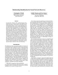 Relationship Identification for Social Network Discovery Christopher P. Diehl
