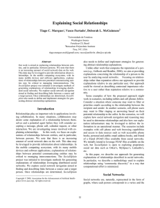 Explaining Social Relationships Tiago C. Marques , Vasco Furtado , Deborah L. McGuinness