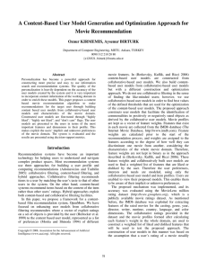 A Content-Based User Model Generation and Optimization Approach for Movie Recommendation