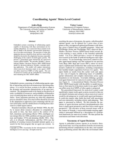 Coordinating Agents’ Meta-Level Control Anita Raja Victor Lesser