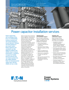 Power capacitor installation services Eaton’s engineering and consulting services