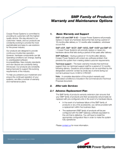 SMP Family of Products Warranty and Maintenance Options  1.