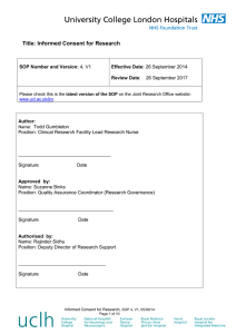 Title: Informed Consent for Research and issue of Standard Operating Procedures