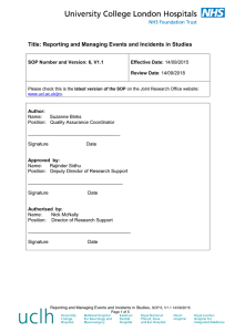 Title: Reporting and Managing Events and Incidents in Studies