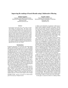 Improving Re-ranking of Search Results using Collaborative Filtering Rohini Uppuluri Vamshi Ambati