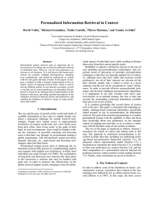 Personalized Information Retrieval in Context David Vallet, Miriam Fernández, Pablo Castells,