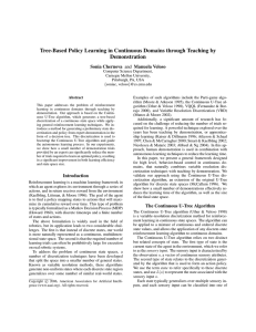 Tree-Based Policy Learning in Continuous Domains through Teaching by Demonstration