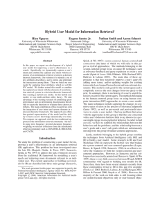 Hybrid User Model for Information Retrieval Hien Nguyen Eugene Santos Jr.