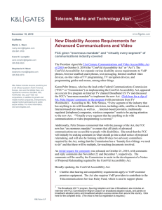 Telecom, Media and Technology Alert New Disability Access Requirements for