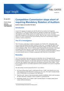 Competition Commission stops short of requiring Mandatory Rotation of Auditors Introduction