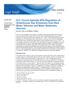 D.C. Circuit Upholds EPA Regulation of Greenhouse Gas Emissions from New