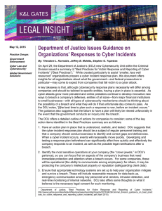 Department of Justice Issues Guidance on Organizations’ Responses to Cyber Incidents