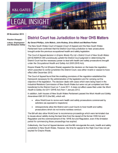 District Court has Jurisdiction to Hear OHS Matters