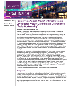 Pennsylvania Appeals Court Confirms Insurance Coverage for Product Liabilities and Distinguishes
