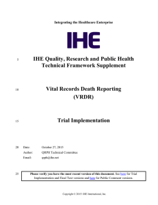 IHE Quality, Research and Public Health Technical Framework Supplement (VRDR)