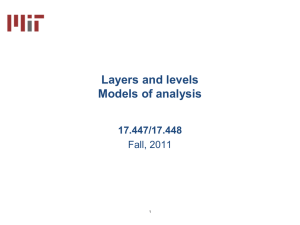 Layers and levels Models of analysis 17.447/17.448 Fall, 2011