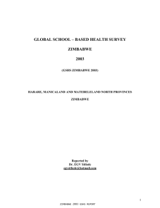 GLOBAL SCHOOL – BASED HEALTH SURVEY  ZIMBABWE 2003