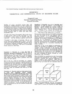1HEURETTCS: AND  EXPERPM  ENTAL STUDY OF  HEURISTIC