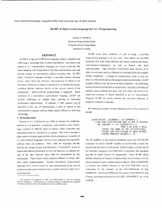 GLISP: A  High-Level Language for  A.I.  Programming